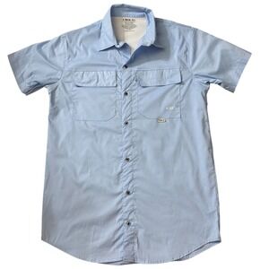 MAJA Sportswear Short Sleeve Fishing Shirt Light Blue Ventilated Size Medium